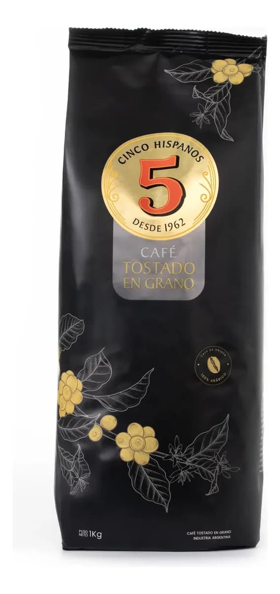 Café En Grano Tostado 5 Hispanos 1kg Expresso