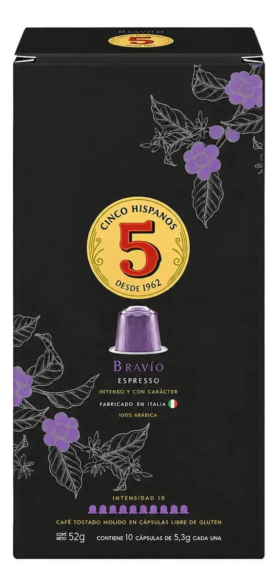 Cápsulas Compatibles Nespresso 5 Hispanos Bravío Int. 10