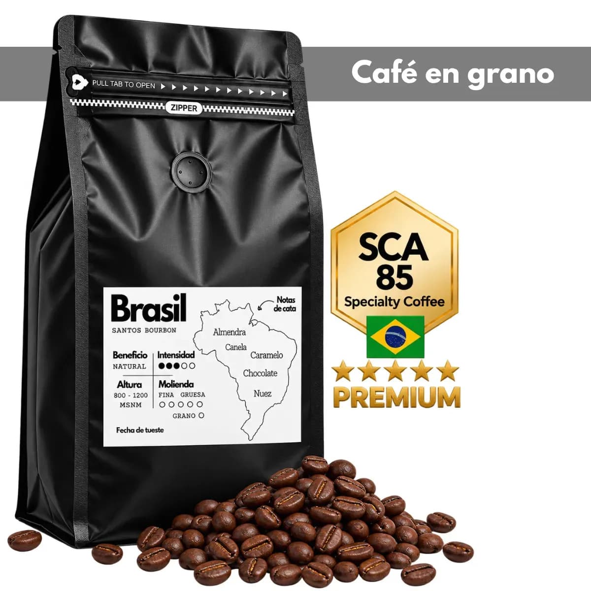 Café De Especialidad En Grano 250g Brasil Tostado Premium