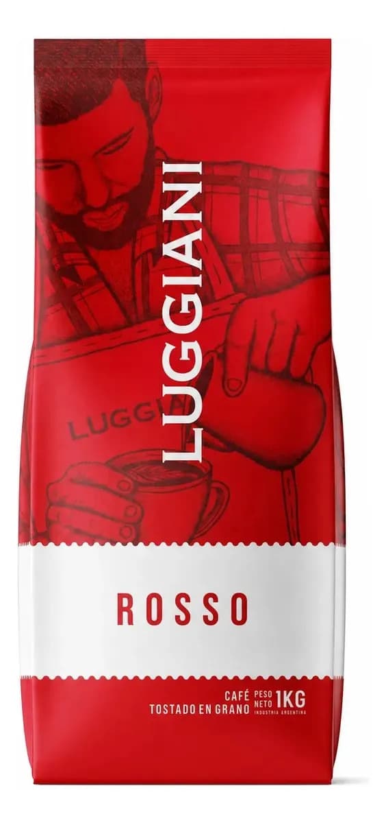 Café En Grano Tostado Italiano Luggiani Rosso - 1 Kg